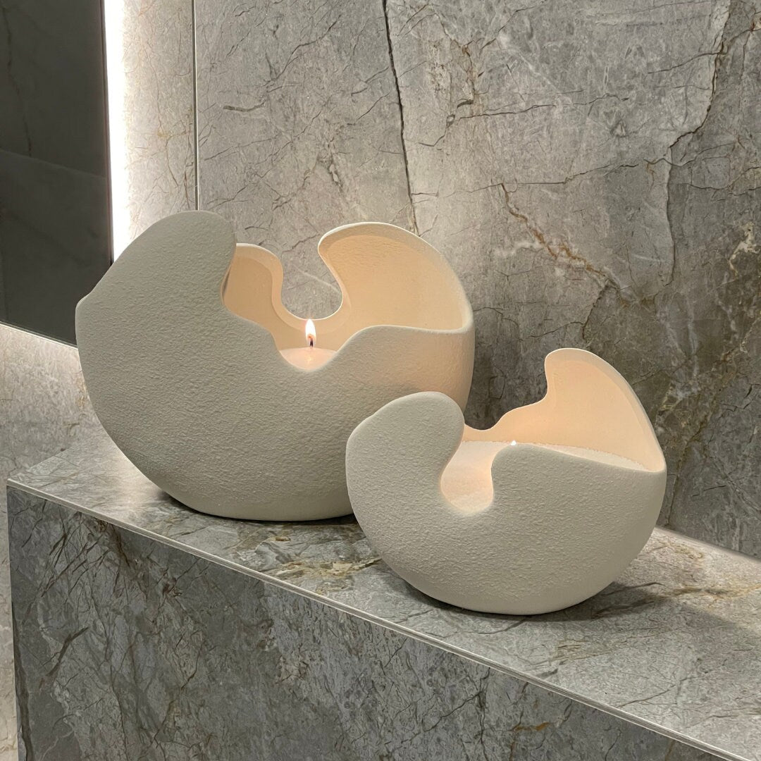Beige Ceramic Vase for Pearled Candle Powder, Ceramic Bowls for Granulated Wax, Ceramics for Pearl Candles, Ceramics for Candle Sand