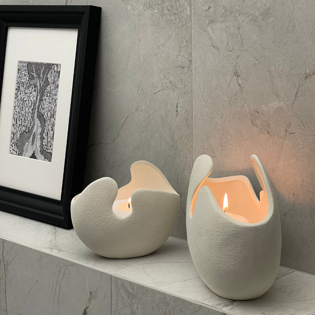 Beige Ceramic Vase for Pearled Candle Powder, Ceramic Bowls for Granulated Wax, Ceramics for Pearl Candles, Ceramics for Candle Sand